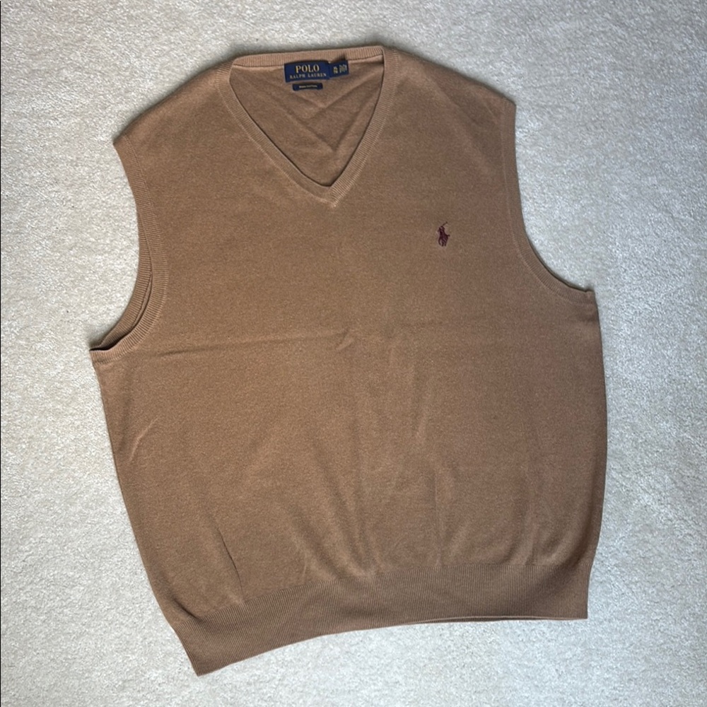 Polo by Ralph Lauren Tan V-Neck Sweaters
